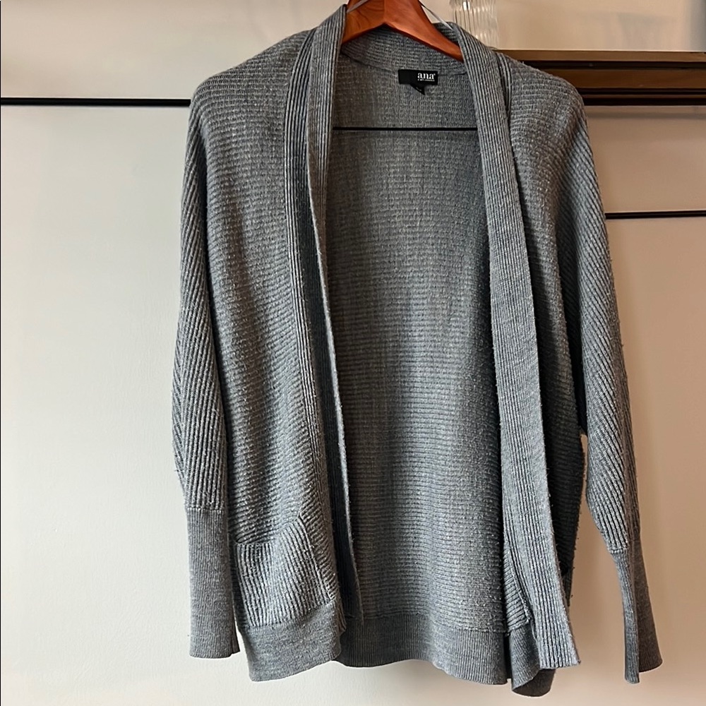 Gray Open Front Cardigan